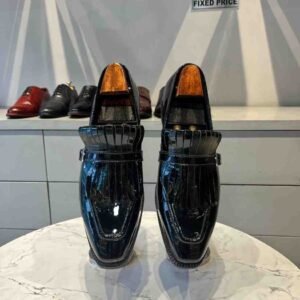 Black Patent Fringes Moccasins